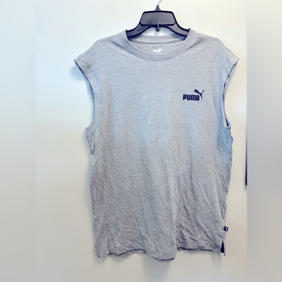 Puma Men's Ess Logo Graphic Sleeveless T-Shirt -Med Grey Heather- men’s shirt XL - Picture 6 of 8